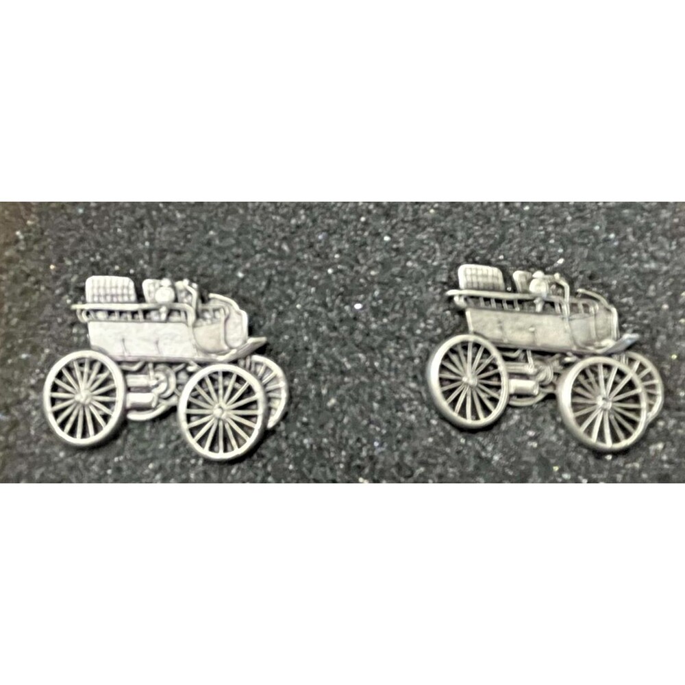 Vintage Oldsmobile Cuff Links Antique Car Chrome Silver Tone Olds Pair In Case